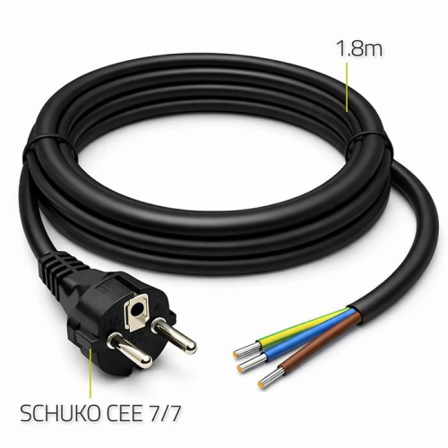 Kabel zasilający SCHUKO CEE 7/7 (E/F) | miedź Cu | odizolowany lutowany | 3x1.5mm2 | 1.8m-23284126