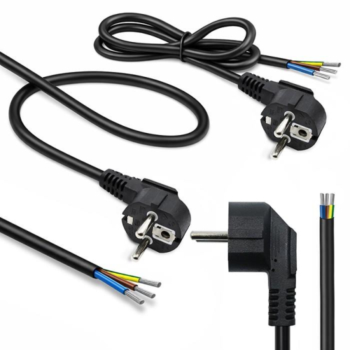 Kabel zasilający | wtyczka kątowa SCHUKO CEE 7/7 (E/F) | miedź Cu| odizolowany lutowany | 3x0.75mm2 | 1.5m-23284147