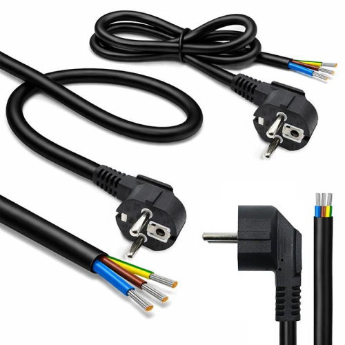 Kabel zasilający | wtyczka kątowa SCHUKO CEE 7/7 (E/F) | miedź Cu| odizolowany lutowany | 3x1.0mm2 | 1.8m-23284153