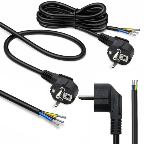 Kabel zasilający | wtyczka kątowa SCHUKO CEE 7/7 (E/F) | miedź Cu| odizolowany lutowany | 3x0.75mm2 | 5m-23284177