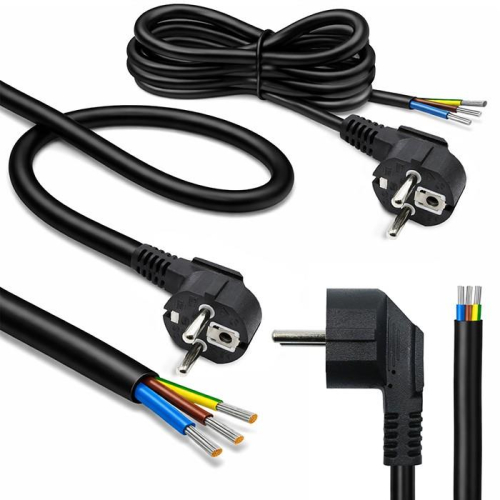 Kabel zasilający | wtyczka kątowa SCHUKO CEE 7/7 (E/F) | miedź Cu odizolowany lutowany | 3x1.5mm2 | 5m-23284183