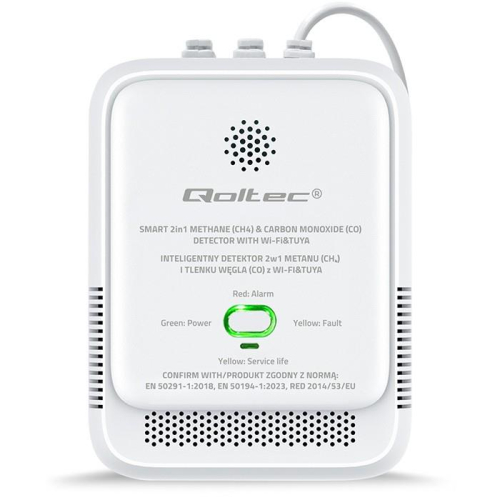 Czujnik wycieku gazu ziemnego i tlenku węgla (czadu) | Tuya | Wi-Fi | alarm 85dB | LED