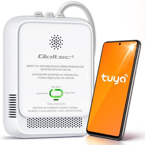Czujnik wycieku gazu ziemnego i tlenku węgla (czadu) | Tuya | Wi-Fi | alarm 85dB | LED-23284346