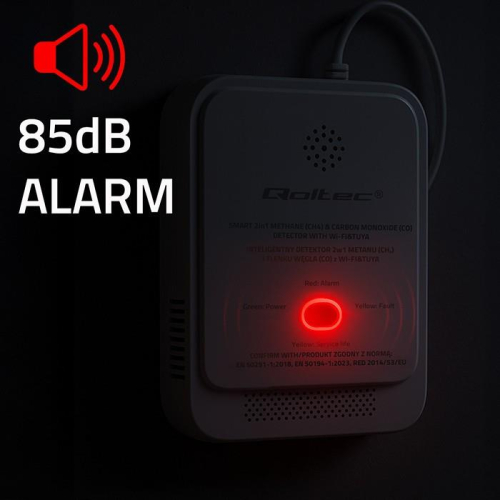 Czujnik wycieku gazu ziemnego i tlenku węgla (czadu) | Tuya | Wi-Fi | alarm 85dB | LED-23284347