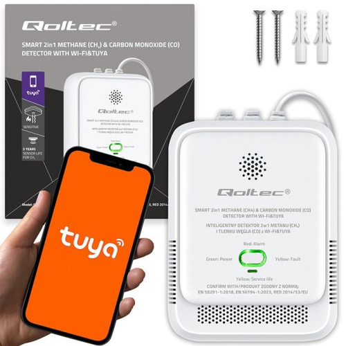 Czujnik wycieku gazu ziemnego i tlenku węgla (czadu) | Tuya | Wi-Fi | alarm 85dB | LED-23284351