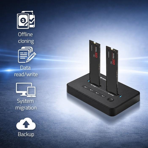 Stacja dokujšca dysków SSD M.2 NVMe | PCIe | USB-C | 20Gb/s | DUAL 2x8TB | klonowanie offline-23284353