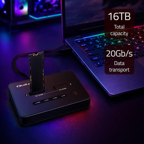 Stacja dokujšca dysków SSD M.2 NVMe | PCIe | USB-C | 20Gb/s | DUAL 2x8TB | klonowanie offline-23284354
