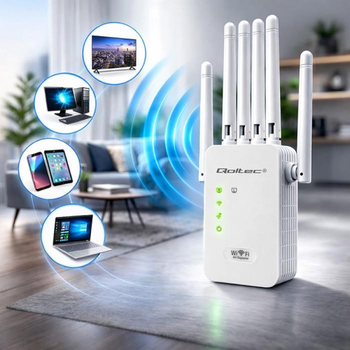 Wzmacniacz sygnału WiFi | Repeater | Access Point | 300Mb/s | 6 anten | 2xRJ45-23284386