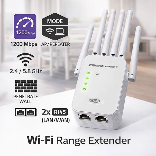 Wzmacniacz syganłu WiFi 5 | Repeater | Access Point | AC1200 Mb/s| 6 anten | 2xRJ45 | 128MB-23284457