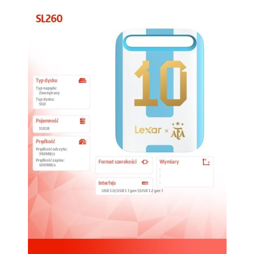 Dysk SSD SL260 512GB USB 3.2 Gen1 400/390/MB/s-23284701
