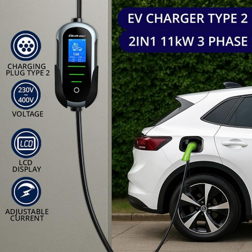 Ładowarka do samochodu elektrycznego EV i hybryd | 11kW | 400V | CEE 16A | Wi-Fi | LCD | 5m-23284810