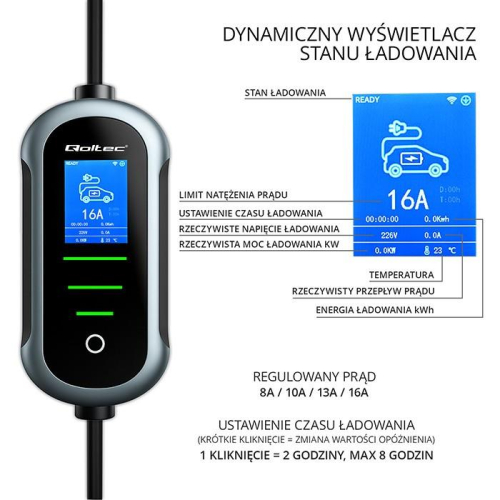 Ładowarka do samochodu elektrycznego EV i hybryd | 11kW | 400V | CEE 16A | Wi-Fi | LCD | 5m-23284812