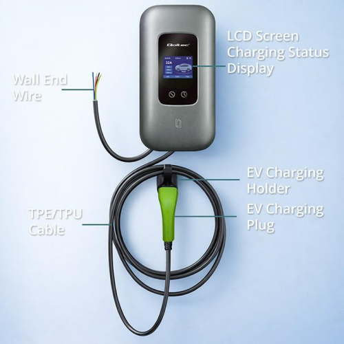 Stacja ładowania do samochodu elektrycznego i hybryd | 3fazy | 22kW | 32A | Wi-Fi | LCD | RFID | TUYA | 5m-23284862