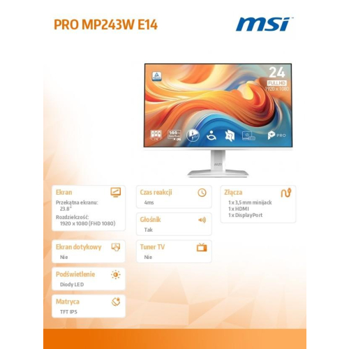 Monitor PRO MP243W E14 23.8 cala LED/FHD/FLAT/144Hz/biały-23284972