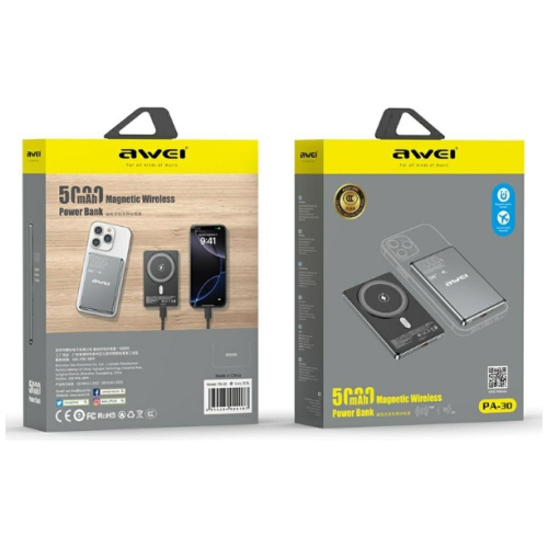 Powerbank PA-30 MagSafe 5000mAh indukcyjny szary-23285008