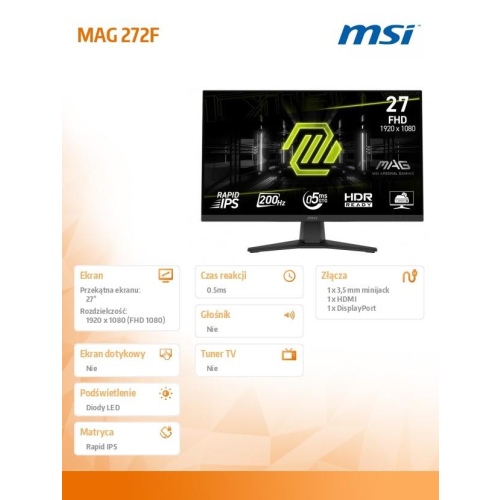 Monitor 27 cali MAG 272F LED/FHD/Flat/200Hz/czarny-23285105