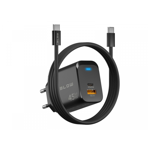 Ładowarka sieciowa gniazdo USB + USB-C PD 45W + kabel