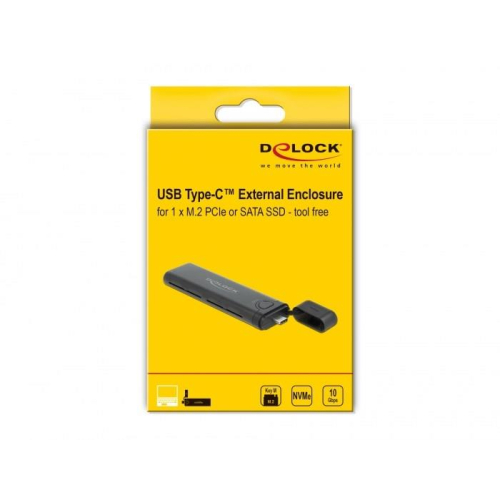 DeLOCK Obudowa zewnętrzna USB Type-C na M.2 NVMe PCIe lub SATA SSD - Beznarzędziowa-23333899