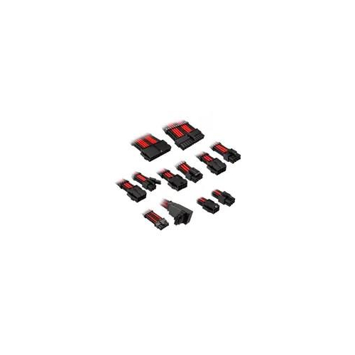 Kolink Core Pro Braided Cable Extension Kit 12V-2x6 Type 1 - Jet Black/Racing Red