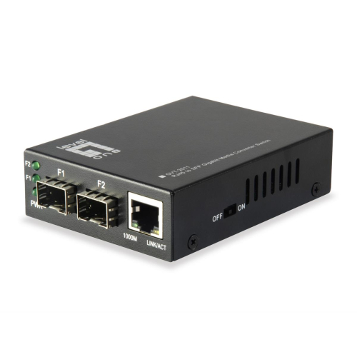 LevelOne GVT-2011 - Media konwerter - GigE - 10Base-T, 100Base-TX, 1000Base-T, 1000Base-X - RJ-45 / SFP (mini-GBIC)