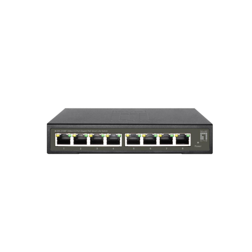 LevelOne Hilbert 8-portowy gigabitowy przełącznik PoE Smart Lite - 802.3at/af PoE - 8 wyjść PoE - Budżet mocy 112,8 W