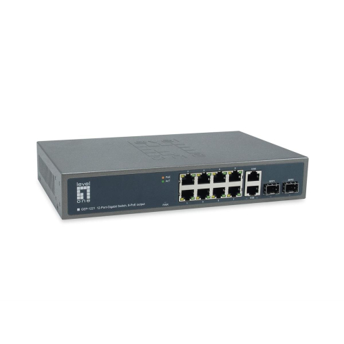 Przełącznik LevelOne GB PoE+ 12-portowy 19" 150W 1Gbps