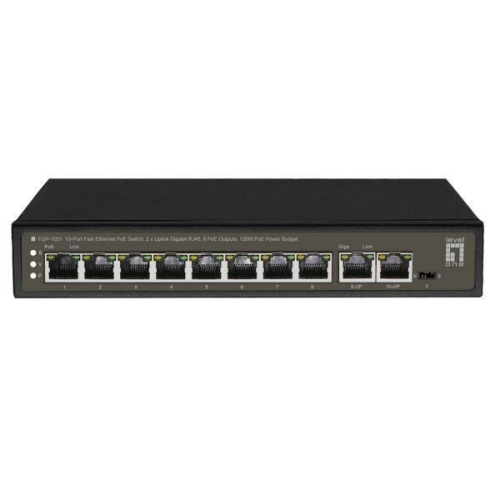 Przełącznik LevelOne FE PoE+ 10-portowy/IP30 120W 1Gbps