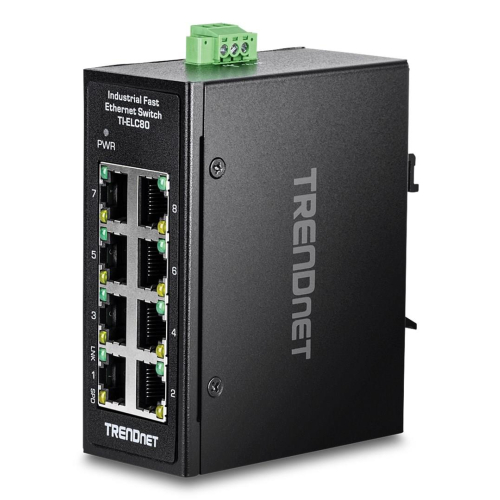 Trendnet TI-ELC80 przełącznik sieciowy Nie zarządzany Fast Ethernet (10/100) Czarny
