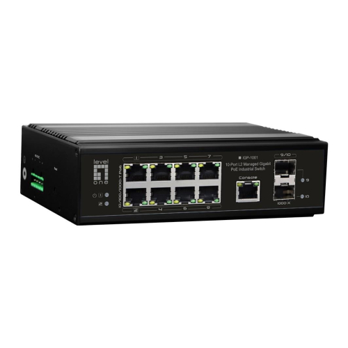 Przełącznik LevelOne Industrial Gb/L2 Managed PoE 10-portowy 360 W 1 Gb/s