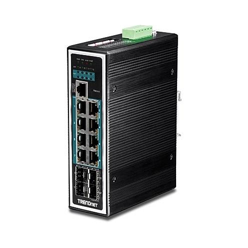 Przełącznik przemysłowy TRENDnet 12Port Gbit zarządzany L2+ PoE+ Metal