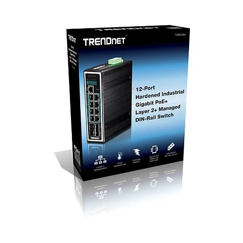 Przełącznik przemysłowy TRENDnet 12Port Gbit zarządzany L2+ PoE+ Metal-23390668