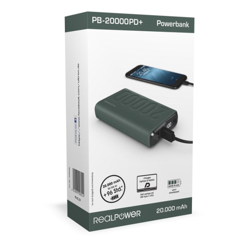 RealPower 333646 bank mocy 20000 mAh Zielony-23394563