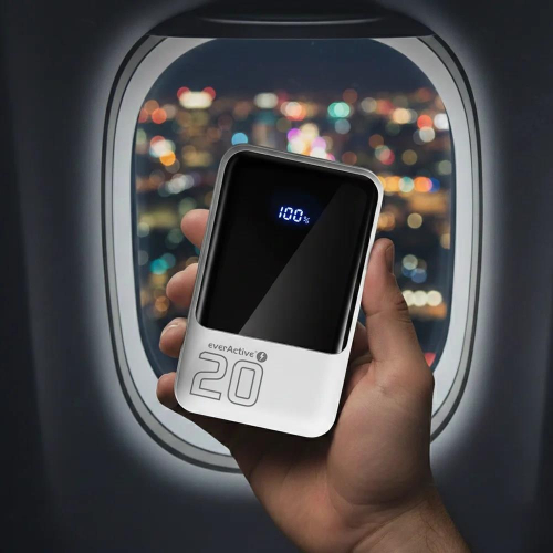 EVERACTIVE POWERBANK 20 000MAH, 2X USB, 1X USB-C 22,5W, QC4+, WYŚWIETLACZ LCD, BIAŁY EB-20Q-23394726
