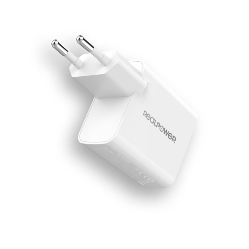 RealPower 352262 ładowarka do urządzeń przenośnych Uniwersalne Biały Prąd przemienny Szybkie ładowanie Wewnętrzn
