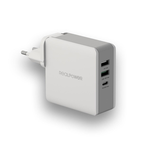 RealPower DeskCharge-65 Travel Uniwersalne Szary Prąd przemienny Wewnętrzna