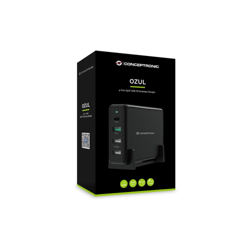 Conceptronic OZUL01B ładowarka do urządzeń przenośnych Uniwersalne Czarny Prąd przemienny Szybkie ładowanie Wewnę