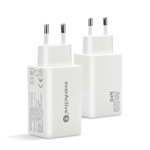 EVERACTIVE ŁADOWARKA SIECIOWA GAN 1 X USB, 2 X USB-C QUICK CHARGE 4+ 65W BIAŁA SC-655Q-23394967
