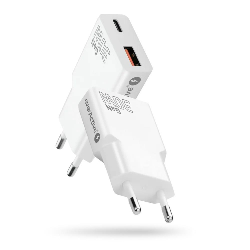 EVERACTIVE ŁADOWARKA SIECIOWA 1 X USB, 1 X USB-C QUICK CHARGE 3.0 30W SUPER SLIM BIAŁA SC-380Q-23394974
