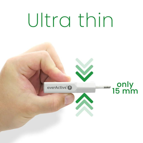 EVERACTIVE ŁADOWARKA SIECIOWA 1 X USB, 1 X USB-C QUICK CHARGE 3.0 30W SUPER SLIM BIAŁA SC-380Q-23394975