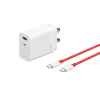 Ładowarka sieciowa OnePlus SuperVOOC GaN Dual Charger 120W USB-A/USB-C + kabel USB-C 1m Biała (OUTLET)