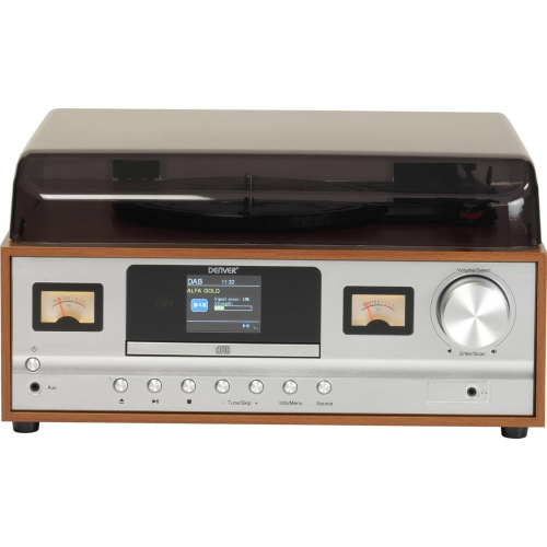 Retro wieża stereo Denver MRD-52 z gramofonem light wood-23404230