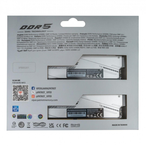 Patriot Memory Viper Xtreme 5 RGB moduł pamięci 48 GB 2 x 24 GB DDR5 6400 MT/s 288-pin DIMM Korekcja ECC-23412736