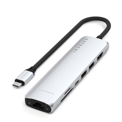 Satechi USB-C 7-w-1 Slim Multi Port Adapter Ethernet Srebrny