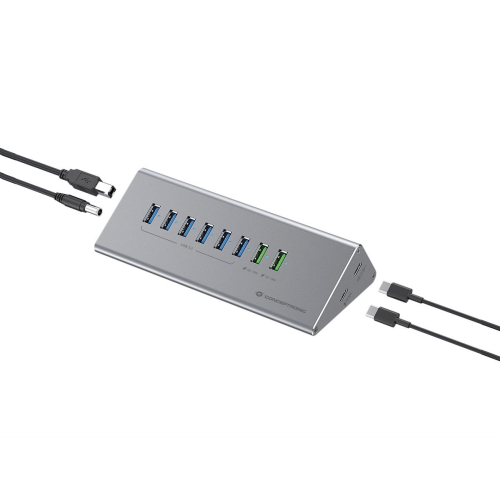 CONCEPTRONIC 10-portowy koncentrator USB-A3.0/-C Adapter -> 6xA3.0+m.Netz. Gr