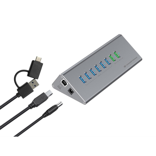 CONCEPTRONIC 10-portowy koncentrator USB-A3.0/-C Adapter -> 6xA3.0+m.Netz. Gr-23413799