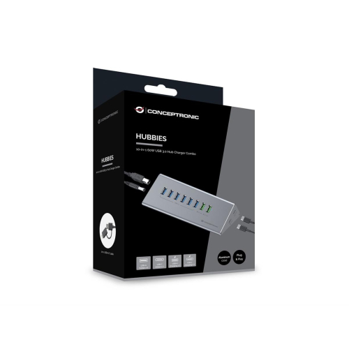 CONCEPTRONIC 10-portowy koncentrator USB-A3.0/-C Adapter -> 6xA3.0+m.Netz. Gr-23413801