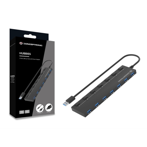 Conceptronic HUBBIES19BP huby i koncentratory USB 3.2 Gen 1 (3.1 Gen 1) Type-A 5000 Mbit/s Czarny-23413808