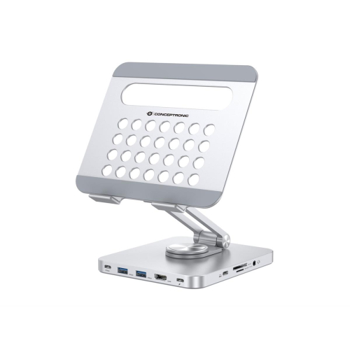 Uchwyt na tablet CONCEPTRONIC ze stacją dokującą 8 w 1 srebrny-23413847