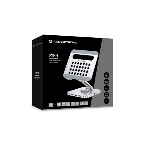 Uchwyt na tablet CONCEPTRONIC ze stacją dokującą 8 w 1 srebrny-23413850
