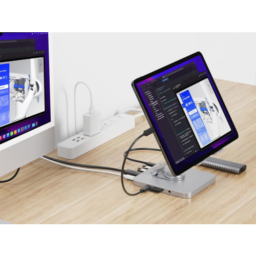 Uchwyt na tablet CONCEPTRONIC ze stacją dokującą 8 w 1 srebrny-23413851